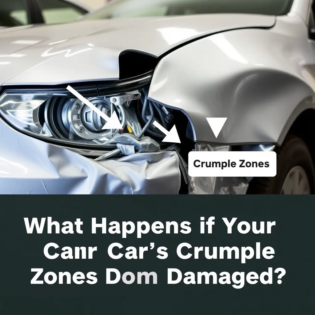 An up close look at a crumple zone on a car