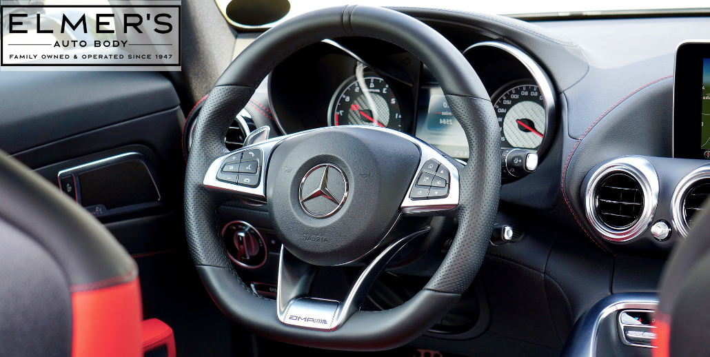 A Mercedes with reinstalled airbags after an accident.